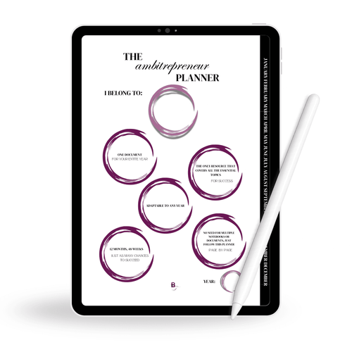 BF digital planner for entrepreneurs productivity and work life balance

Business Fairy planner weekly layout to organize goals and tasks

Digital planner pages for time management and business growth

Planner for ambitious women to plan business and personal life

Productivity planner dashboard for entrepreneurs and freelancers