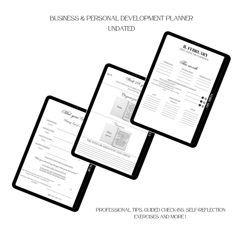 BF planner weekly spread to track goals and tasks

Daily planner pages for productivity and business organization

Business Fairy planner content planner template

Planner for managing social media content and business tasks

Goal tracker page inside BF digital planner